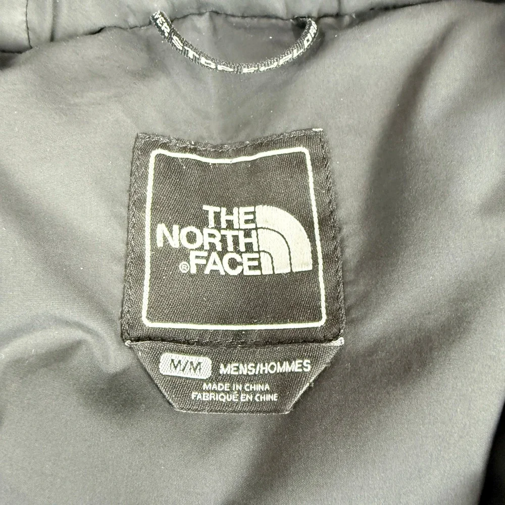 The North Face HyVent Bomber Jacket Mens Medium Black Goose Down Hooded Puffer - Picture 2 of 15